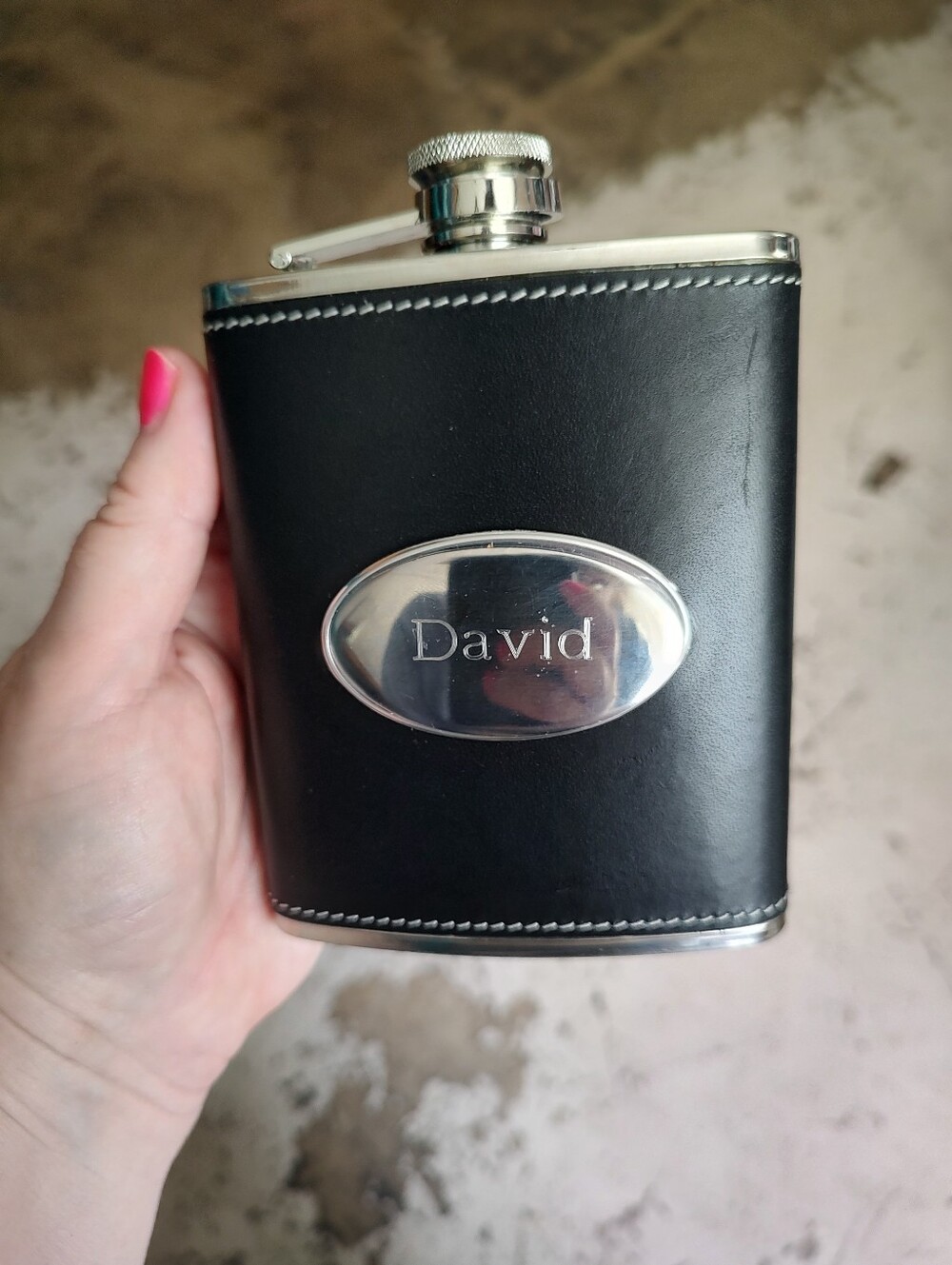 'David' Leather Flask